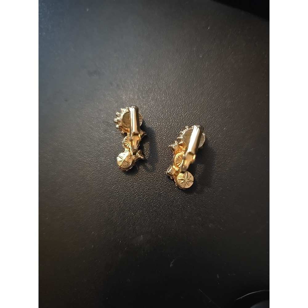 Vintage~ Clip Earrings ~Goldtone ~Various Color Stones - Picture 2 of 4